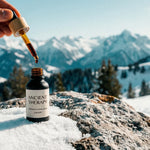 Natural adaptogen supplement lifestyle scene with earthy tones