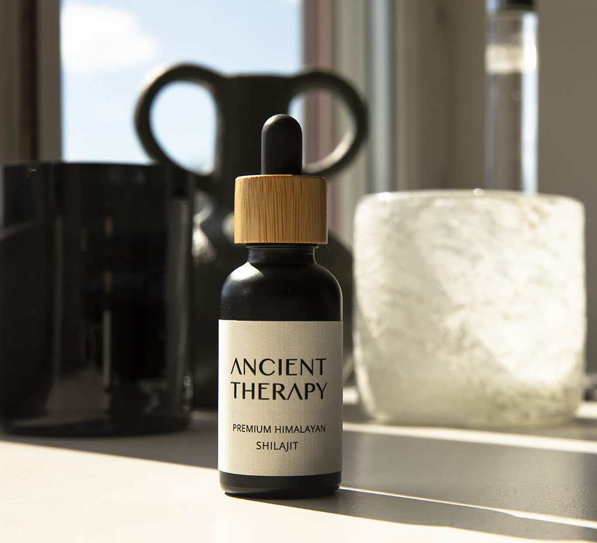 Shilajit Drops bottle — certified organic, lab-tested adaptogen (Ancient Therapy)